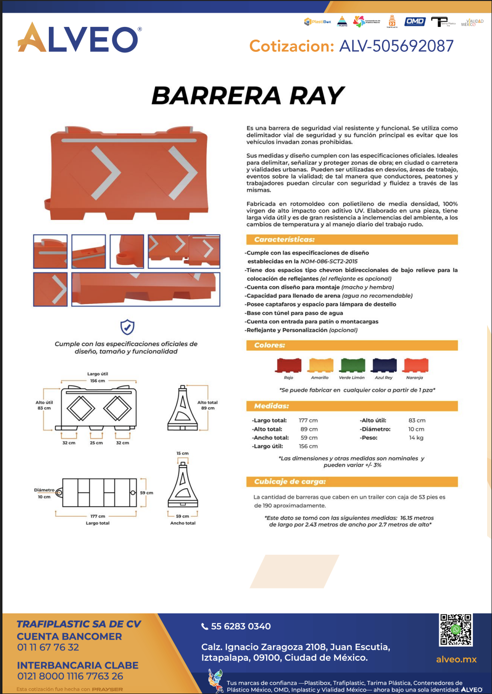 Ficha técnica real — Barrera Ray